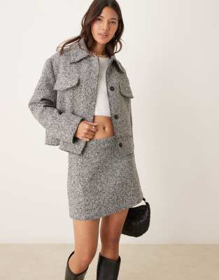 boucle trucker jacket in mono - part of a set-Multi