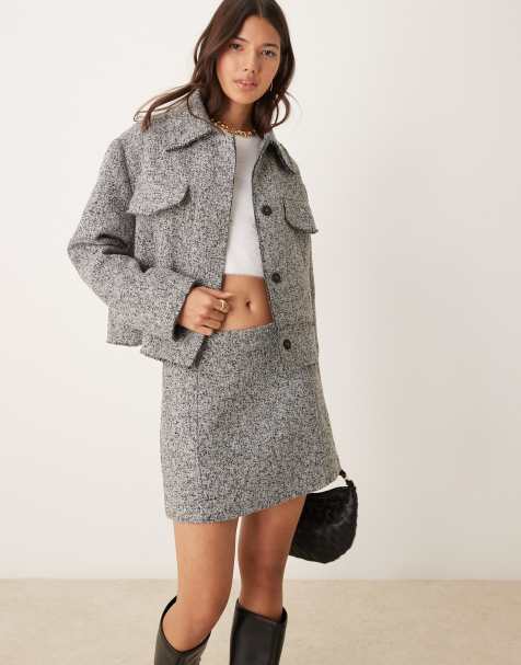 ASOS DESIGN - Bouclé truckerjack in zwart-wit, deel van co-ord set - view 1