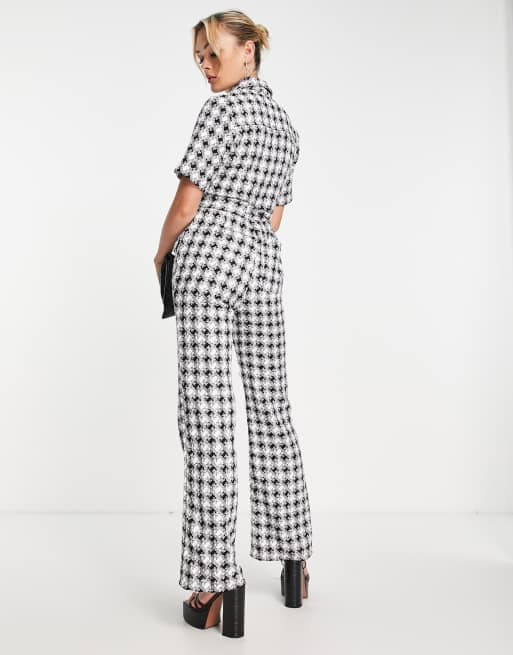 Checkered jumpsuit hot sale