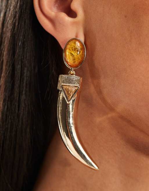 ASOS DESIGN - Boucles d'oreilles à pendant corne - Doré