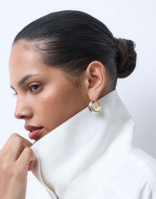 ASOS DESIGN - Boucles d'oreilles anneau bicolores en métaux variés, 2 de 4