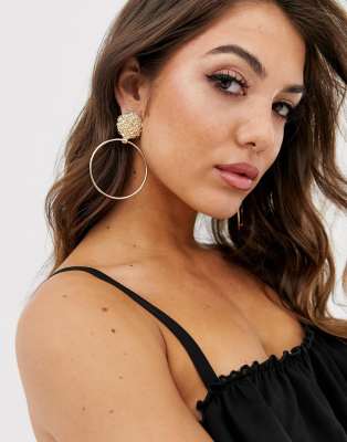 DesignBoucles Avec Et Créole Doré Clou Asos D'oreilles Gravé dQrthCs