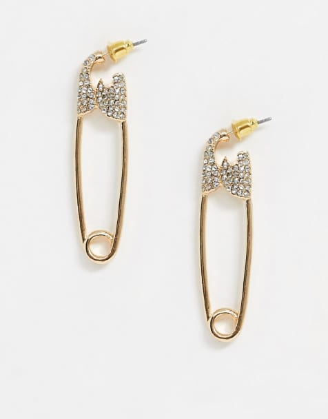 ASOS DESIGN - Boucles d'oreilles avec épingle à nourrice ornées de cristaux - Doré