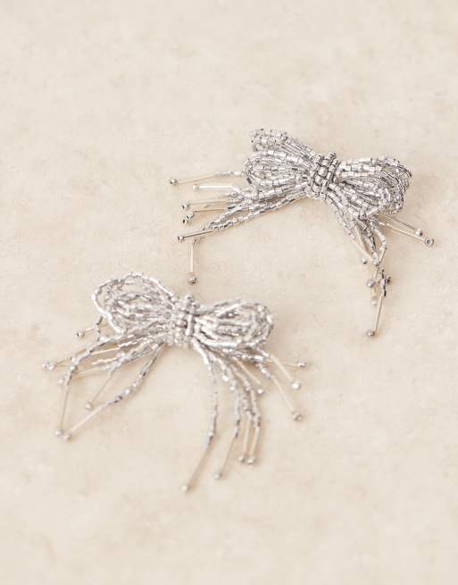 ASOS DESIGN - Boucles d'oreilles avec nœud en perles - Argenté, 3 de 3