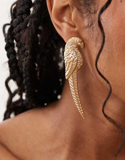ASOS DESIGN - Boucles d'oreilles avec pendant perroquet - Doré, 3 de 4