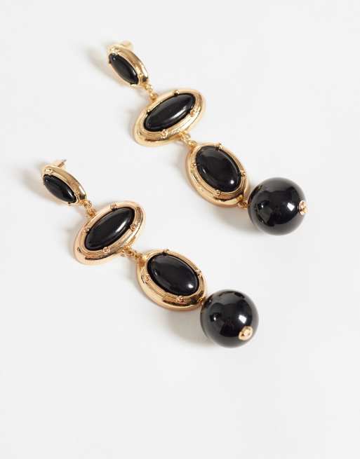 ASOS DESIGN boucles d'oreilles avec pendentifs sertis de pierres noires, 3 de 4