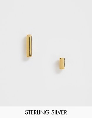 Dépareillées Or DesignBoucles Argent Massif Asos Plaqué Barres En D'oreilles L3Rj45A
