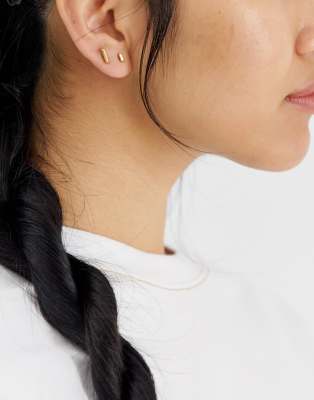 Dépareillées Or DesignBoucles Argent Massif Asos Plaqué Barres En D'oreilles L3Rj45A