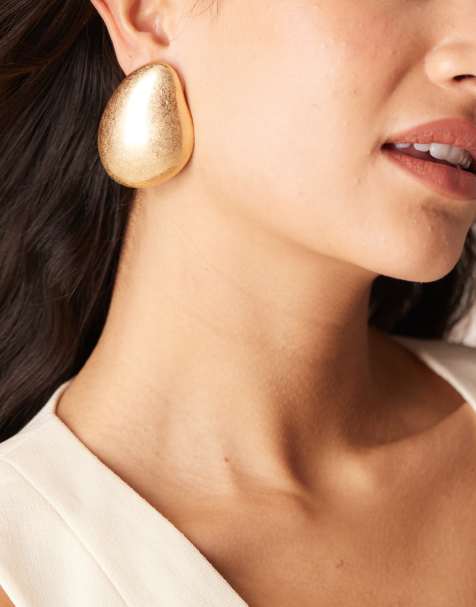 ASOS DESIGN - Boucles d'oreilles bombées oversize - Doré brossé - view 1