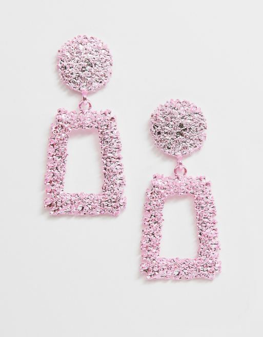 ASOS DESIGN - Boucles d'oreilles carrées - Rose