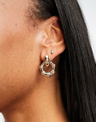 ASOS DESIGN earrings with open bamboo design in gold tone - ASOS Price Checker