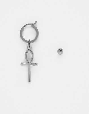 Boucles D'oreilles Pendantes Croix Avec Cristaux - Marque Belle Paris - Occasion Très Bon état