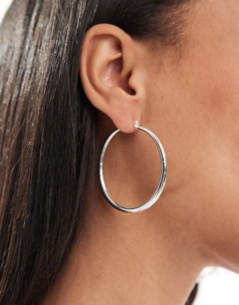 ASOS DESIGN - Boucles d'oreilles créoles fines graduées en plaqué argent - view 1