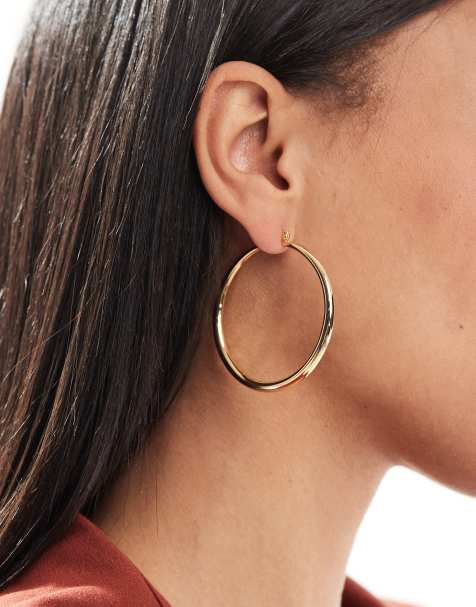 ASOS DESIGN - Boucles d'oreilles créoles fines graduées en plaqué or 14 carats - view 1