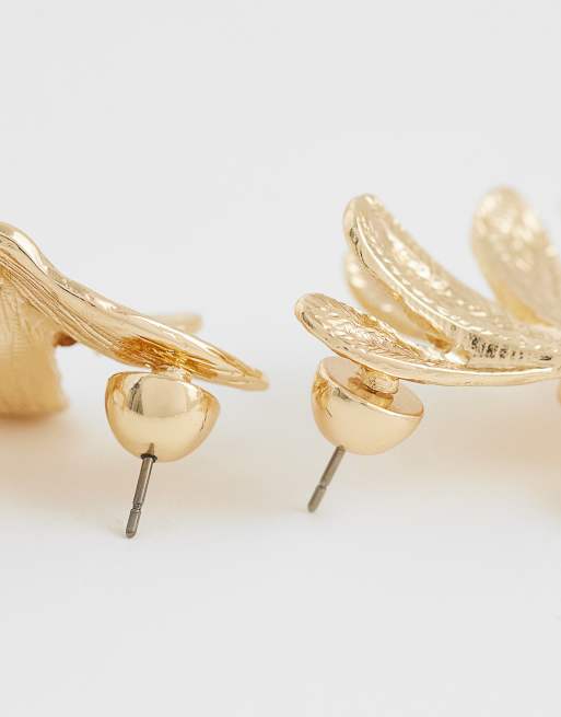 ASOS DESIGN - Boucles d'oreilles demi-fleurs à chaînes pendantes - Doré, 3 de 4