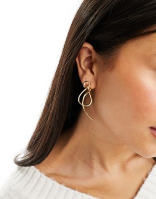 ASOS DESIGN drop earrings with mismatched abstract earrings in gold tone - ASOS Price Checker