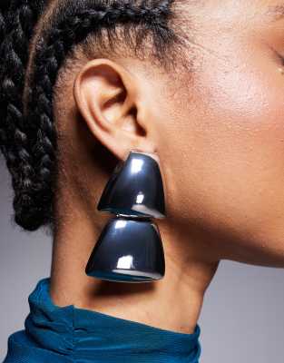 ASOS DESIGN - Boucles d'oreilles double façon heurtoir - Argenté