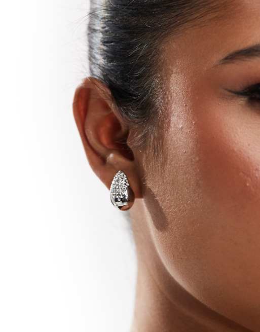 ASOS DESIGN - Boucles d'oreilles effet cascade à strass - Argenté