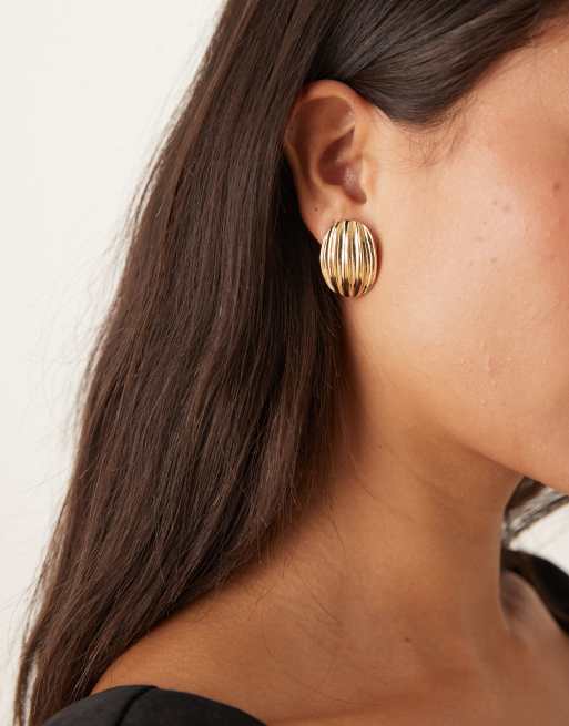 ASOS DESIGN - Boucles d'oreilles effet côtelé - Doré, 3 de 3