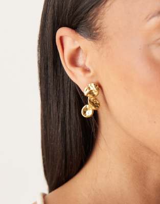 ASOS DESIGN - Boucles d'oreilles en acier inoxydable étanche avec pendant effet fondu - Doré