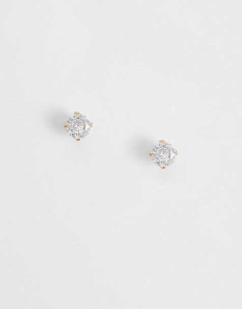 ASOS DESIGN - Boucles d'oreilles en acier inoxydable résistant à l'eau ornées de strass - Doré - view 1