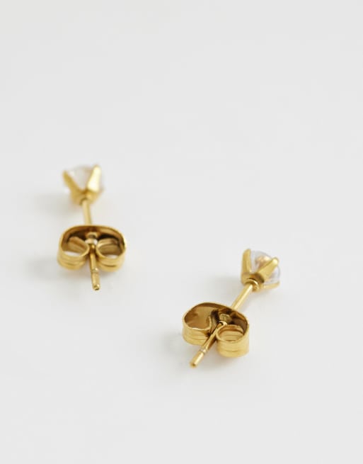 ASOS DESIGN - Boucles d'oreilles en acier inoxydable résistant à l'eau ornées de strass - Doré, 3 de 4