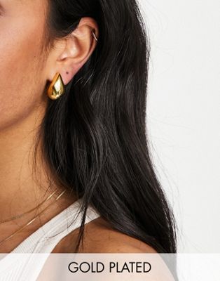 ASOS DESIGN 14k gold plated earrings with molten stud design - ASOS Price Checker