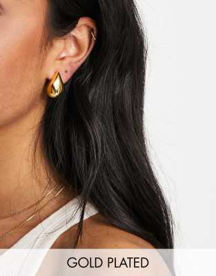 ASOS DESIGN 14k gold plated earrings with molten stud design - ASOS Price Checker