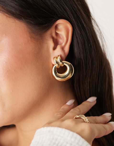 ASOS DESIGN - Boucles d'oreilles façon heurtoir en plaqué or 14 carats - view 1