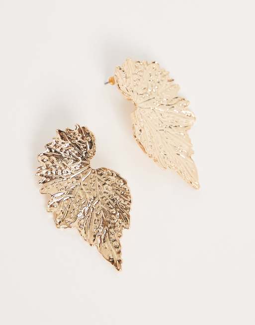 ASOS DESIGN - Boucles d'oreilles feuilles texturées - Doré, 2 de 3