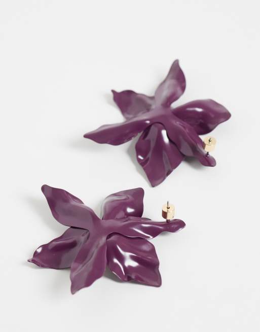 ASOS DESIGN - Boucles d'oreilles fleur - Bordeaux, 3 de 4