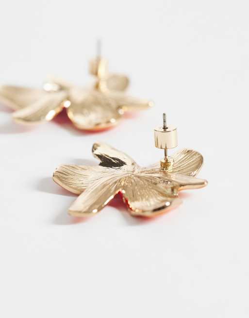 ASOS DESIGN - Boucles d'oreilles fleur - Orange vif, 3 de 4