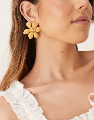 ASOS DESIGN - Boucles d'oreilles fleurs effet résine - Neutre-Doré