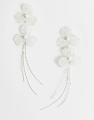 ASOS DESIGN - Boucles d'oreilles fleurs en fil de fer - Ivoire-Blanc