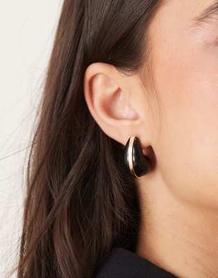 ASOS DESIGN - Boucles d'oreilles goutte d'eau en résine - Noir-Doré