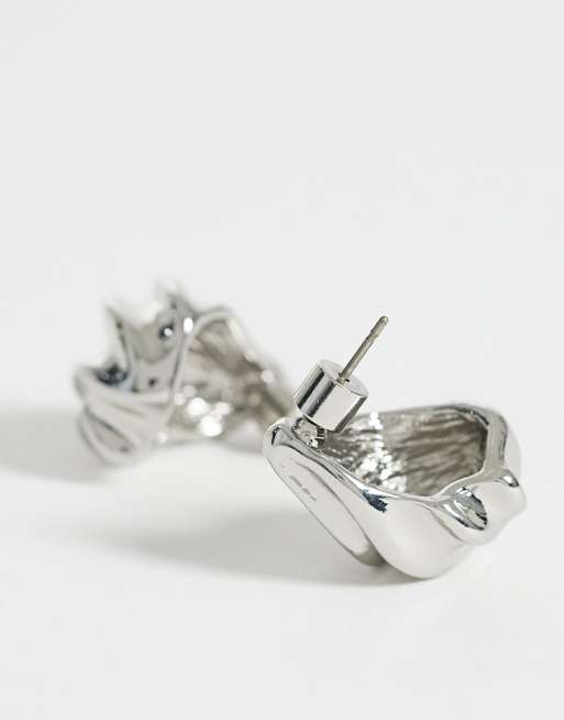ASOS DESIGN - Boucles d'oreilles goutte d'eau texturées - Argenté, 3 de 4