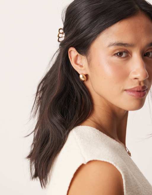 ASOS DESIGN - Boucles d'oreilles mini dôme - Doré brossé, 3 de 3