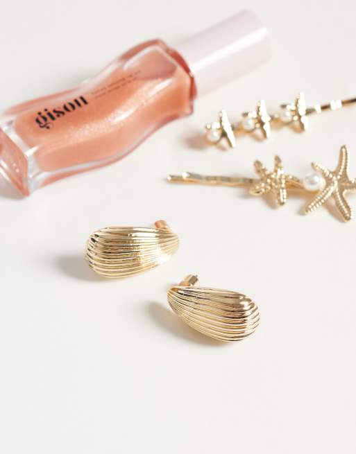 ASOS DESIGN - Boucles d'oreilles nervurées en forme de goutte d'eau - Doré , 2 de 4