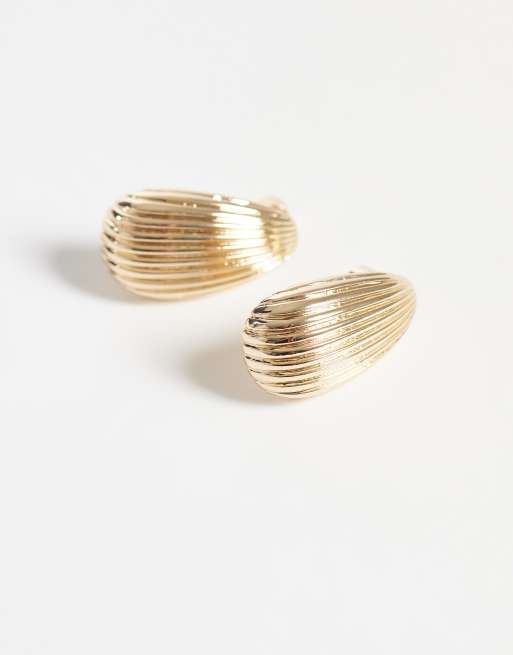 ASOS DESIGN - Boucles d'oreilles nervurées en forme de goutte d'eau - Doré , 4 de 4