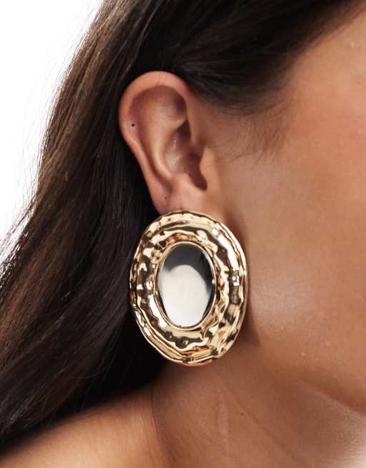 ASOS DESIGN - Boucles d'oreilles oversize effet martelé en métaux variés - Multicolore