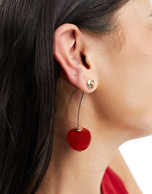 ASOS DESIGN - Boucles d'oreilles pendantes cerises - Rouge, 4 de 4