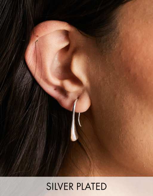ASOS DESIGN - Boucles d'oreilles pendantes coulissantes en plaqué argent effet fondu