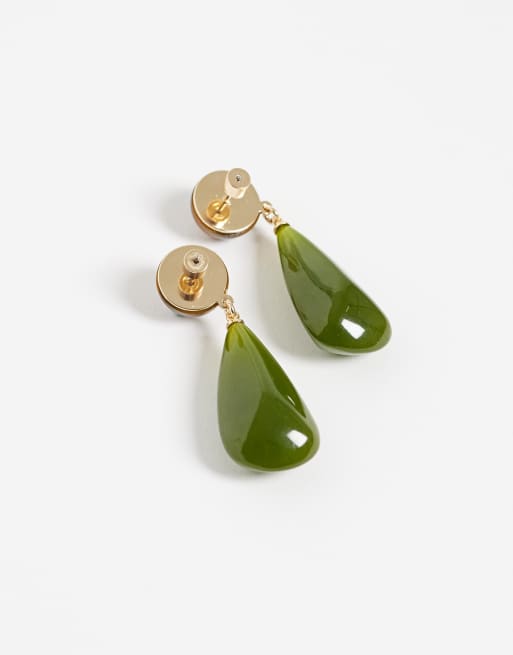 ASOS DESIGN - Boucles d'oreilles pendantes épurées - Écaille de tortue et résine verte, 3 de 4