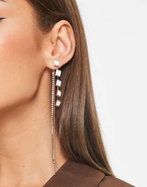 ASOS DESIGN - Boucles d'oreilles pendantes ornées de cristaux effet dégradé sur le devant et l'arrière - Doré