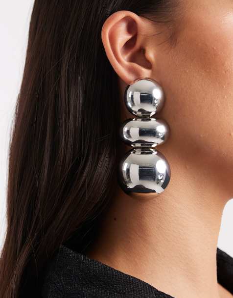 ASOS DESIGN - Boucles d'oreilles pendantes triple rangs - Argenté - view 1