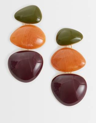 ASOS DESIGN - Boucles d'oreilles pendantes triples en résine multicolore