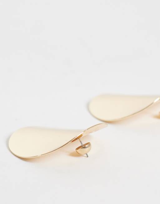 ASOS DESIGN boucles d'oreilles puces grand modèle ovale martelé ton doré, 3 de 5