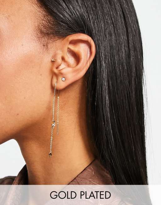 ASOS DESIGN - Boucles d'oreilles traversantes en plaqué or 14 carats à motif serpent