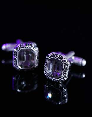Boutons De Manchette Dorés à L'or Fin 24 Carats Et Pierre Semi