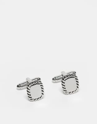 Boutons De Manchette Rectangulaires En Argent 925 - Design Ondulé à Chaînette - Neuf Avec Étiquettes